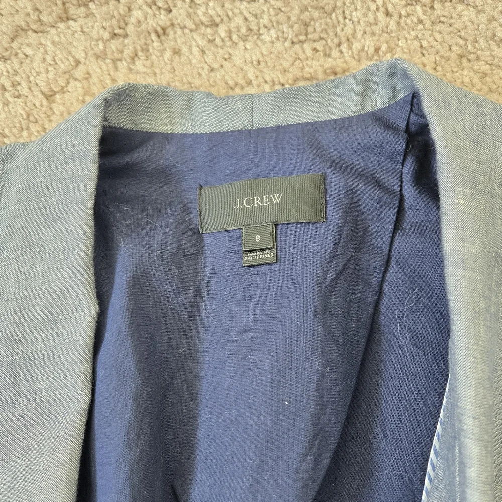 J. Crew Unstructured blazer in Cotton-linen Deep Water Blue Womens Size 8 Preppy